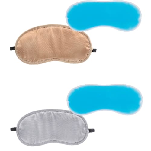 

Set of 2 Eye Masks with Gel, 3-Way Function, Warm/Hot, Cool/Cool, Perfect for Sleeping or Travel, One Size Fits Most, Gold and Silver Colors