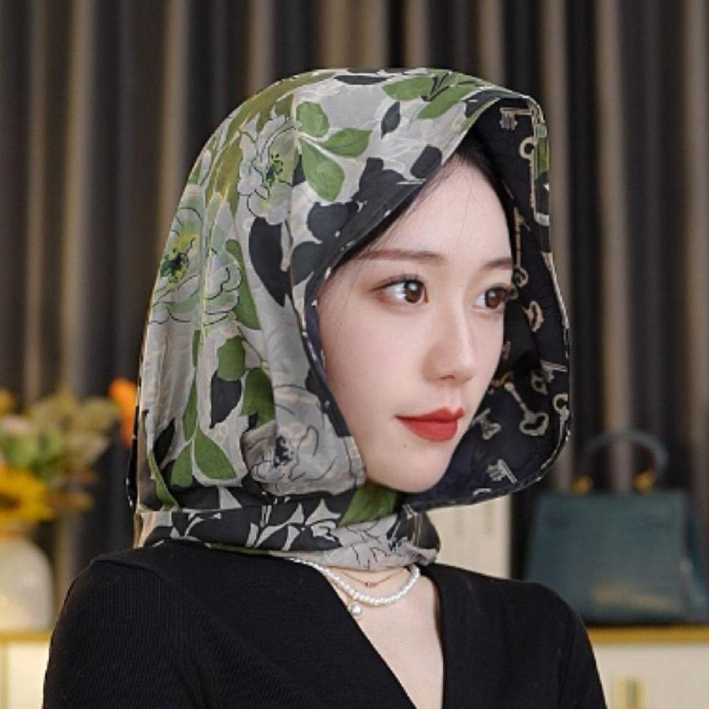 Painting Printed Turban Hat Cotton Linen Women's Headscarf  Sun Protection Accessories