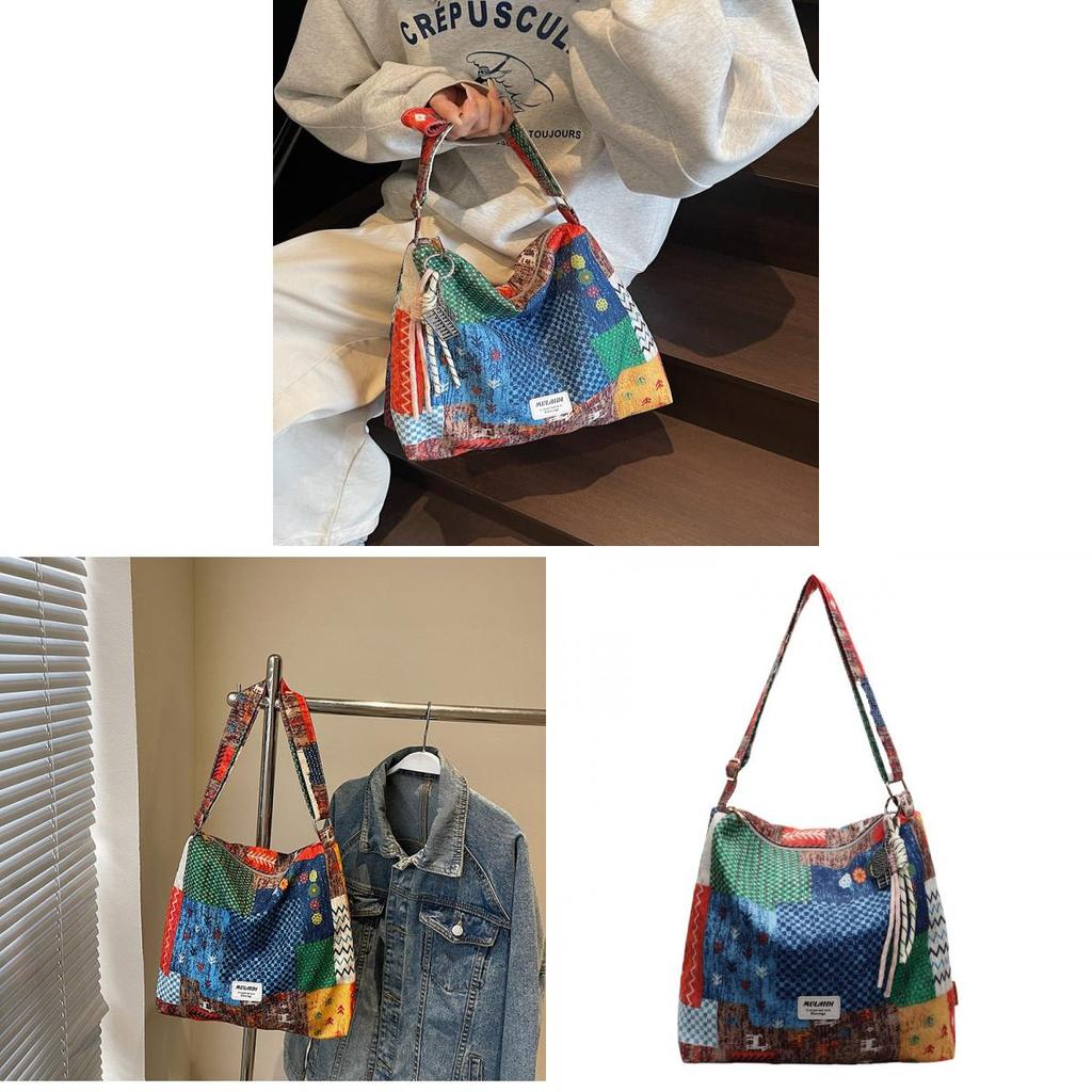 Bohemian Fashion Reusable Fabric Shoulder Bag With Zipper Closure For Work