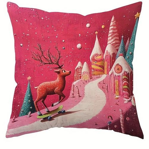 

Домашний декор Сцены из Страны сладостей: Наволочка с рисунком ежа, снеговика и других, подходит для дивана, спальни, автомобиля 40x40cm