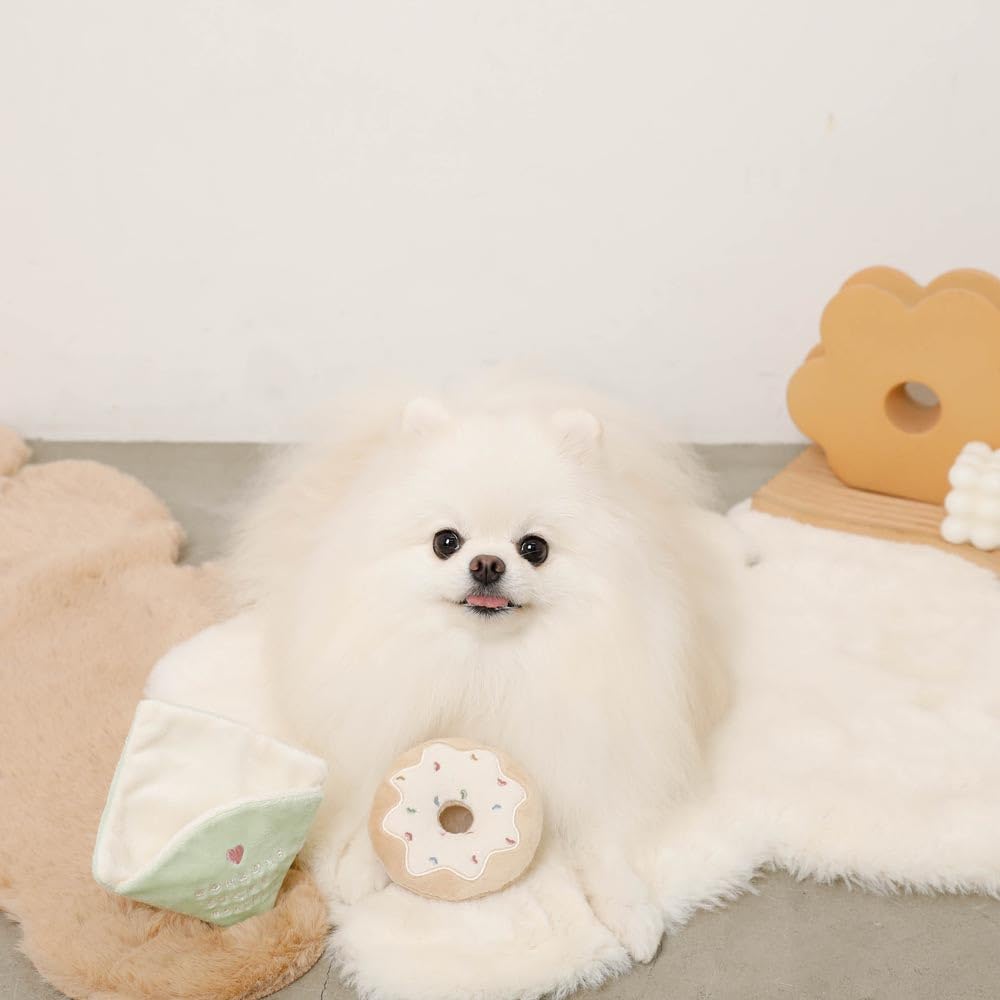 Ring Donut Toy Dog Squeaky Chew Toy Plush for Small Dogs monchéri (Green/FREE) Toy, Squeaky,