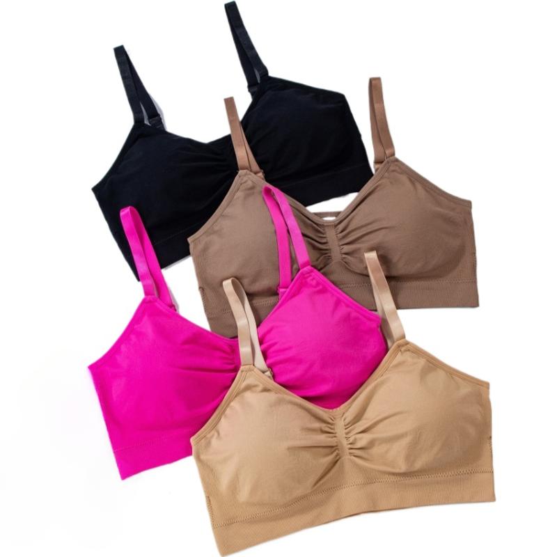 Sutiã esportivo feminino DE Cup Plus sem costura, sem aro de aço, camada única, respirável e confortável