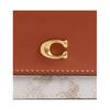 New COACH Mira Coated Canvas With Calfskin Wallet Small Women's Chalk Gray & Brown CAT57-B4RGL