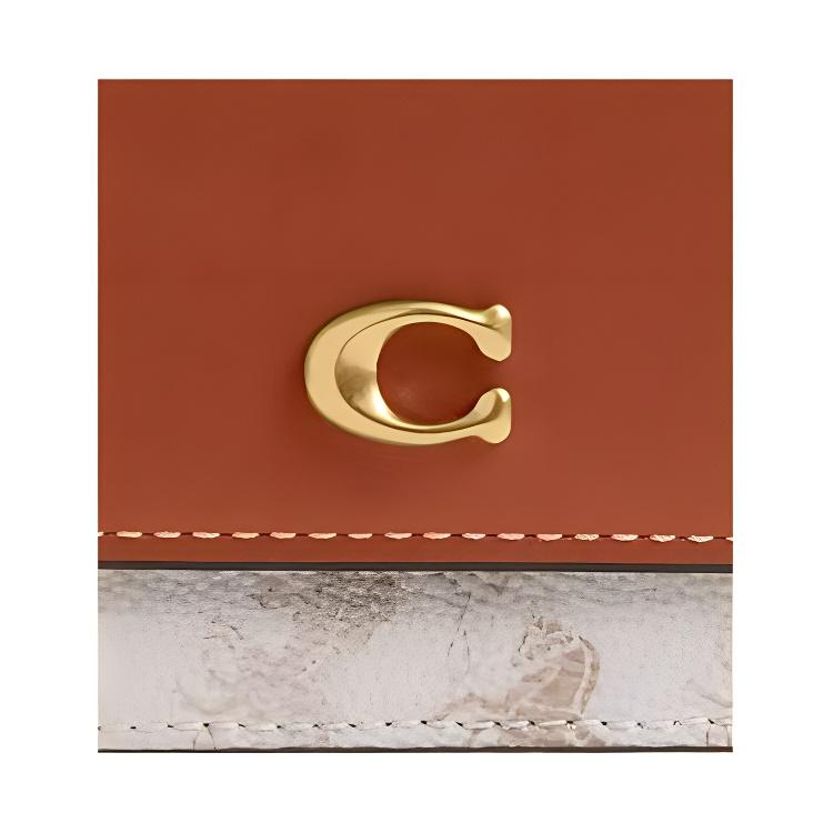 New COACH Mira Coated Canvas With Calfskin Wallet Small Women's Chalk Gray & Brown CAT57-B4RGL