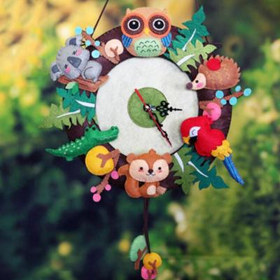 New Felt Wall Clock Felt Material DIY Package Free Cutting Forest Animal Theme Handmade Cloth Clock