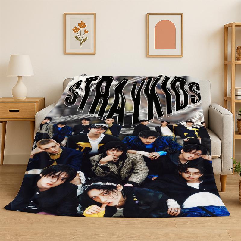 Fashion Kpop Stray Kids Soft Flannel Throw Blanket,Cozy Blanket for Bed,Couch,Sofa,Bedroom,Living Room,Travel,Picnic Camping
