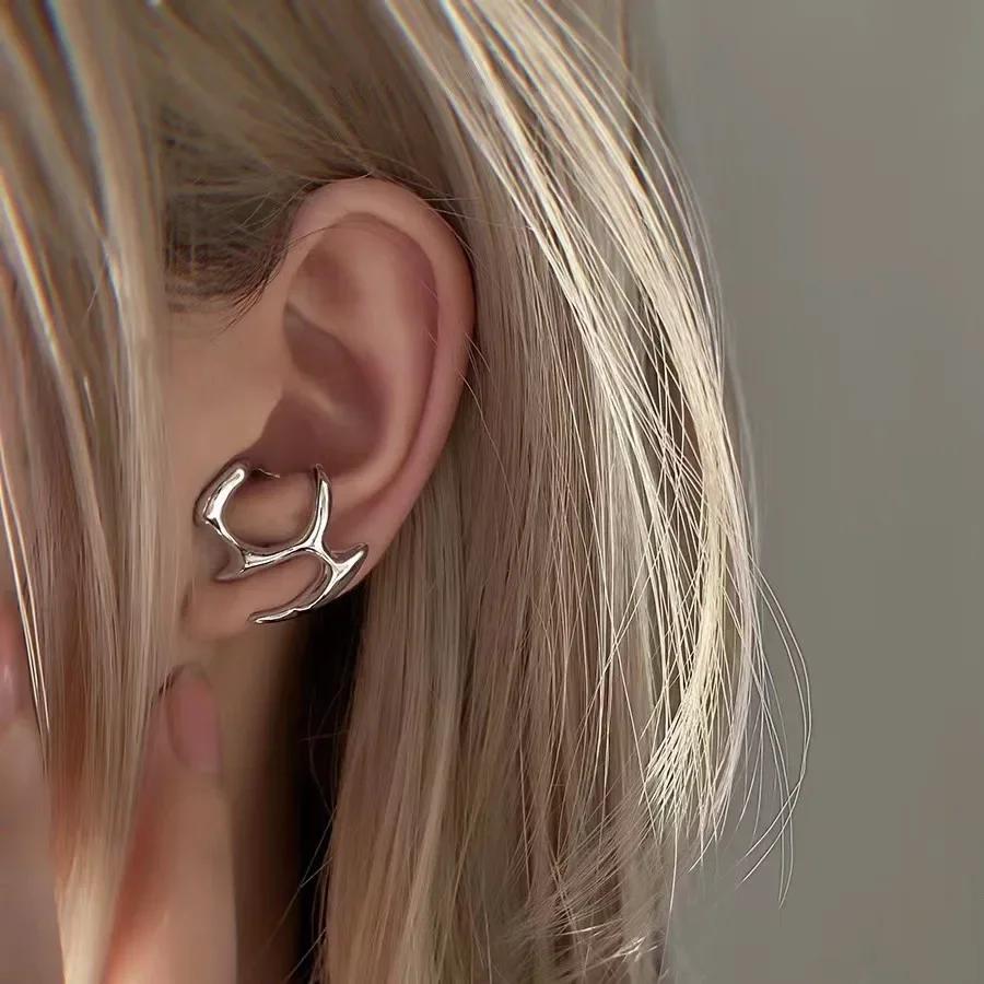 Orecchini Liquidi Irregolari Punk alla Moda Personalità Hip-Hop Orecchini Metallici Vuoti a Clip Gioielli per Feste Ragazze Regali Accessori Y2K