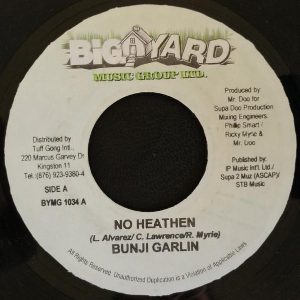 

7inch Record BUNJI GARLIN No Heathen NONE 2003 Jamaica Reggae Ska Dub Used