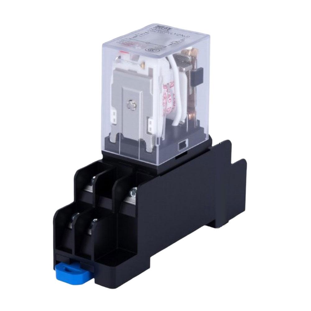2pcs 8pin 24V DC electromagnetic relay with LED indicator and socket base for industrial equipment and household appliances
