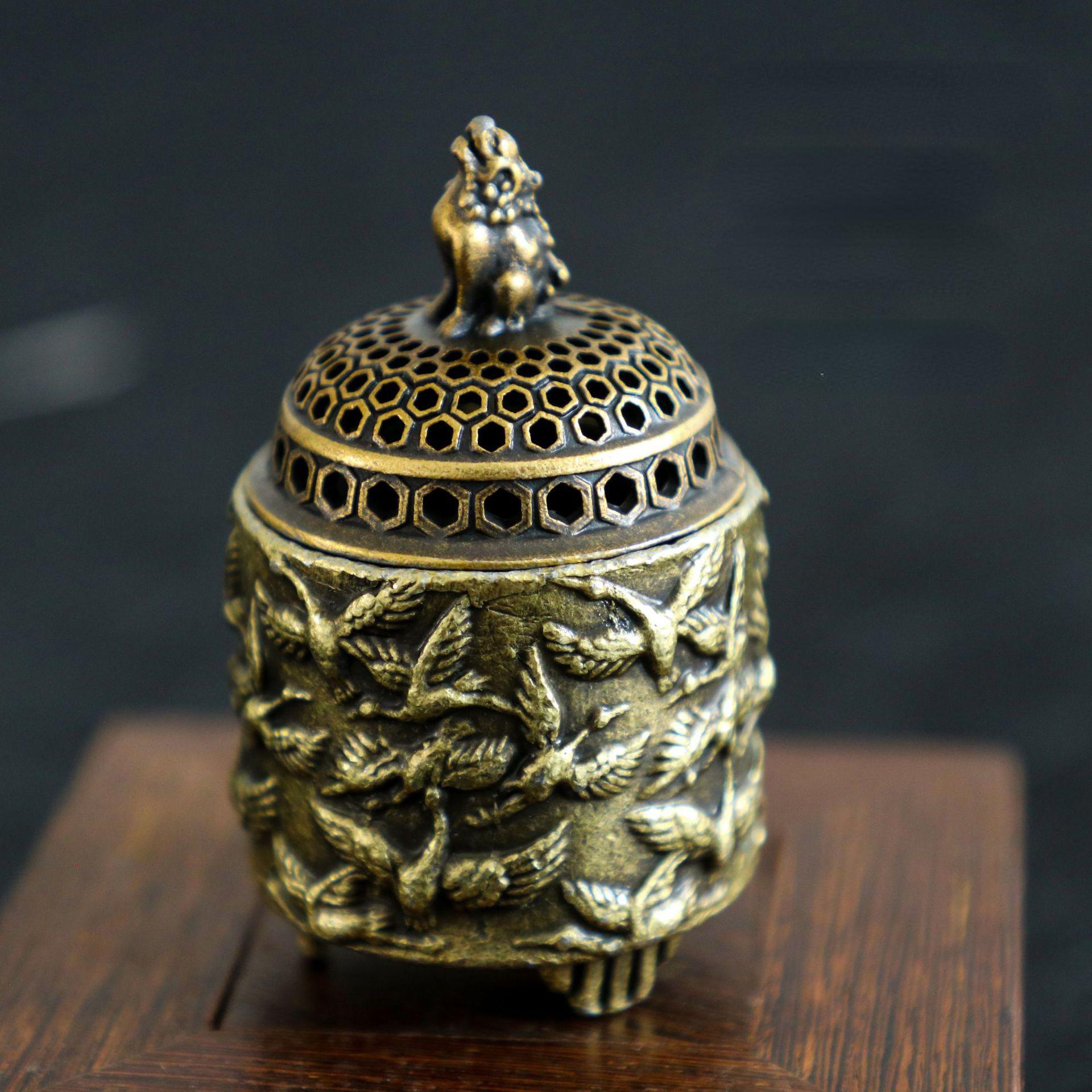 

1x Ретро-Кран Металлическая Курильница с Подставкой для благовоний в виде Головы Льва 6,5 см Тренога Конус Курильница Мини Украшения Для Дома