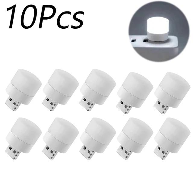 10/1Pcs Mini USB Night Light Warm White Eye Protection Book Reading Light USB Plug Computer Mobile Power Charging LED Night Lamp