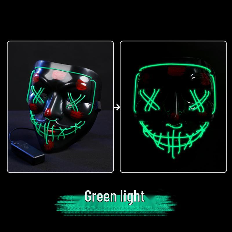 Maska LED Luminous Halloween Cyberpunk w kształcie V: Kostium festiwalowy z podświetleniem