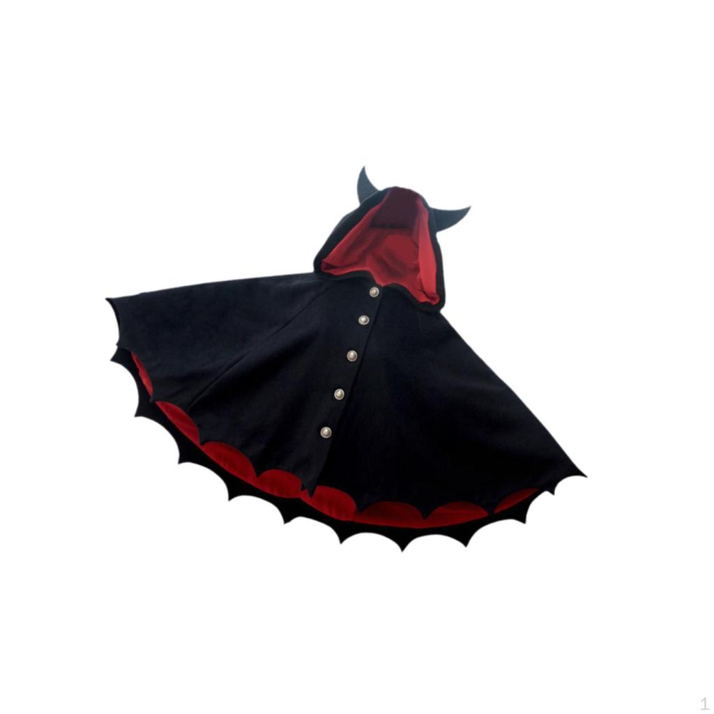 Halloween Cloak Death Cape Outfit Cowl Devil Ears for Kids Adults Boys Girls