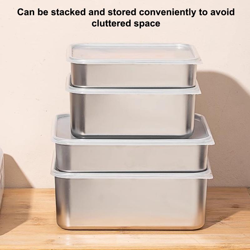Stainless Steel Fresh-Keeping Box Equipped Vegetable Small Ingredient Box Sealed Lid Refrigerator Food Fresh-Keeping Fruit Box