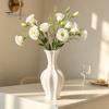 Bedroom Floral Container 3D Printed Minimalist Vase with Wavy Rim, Modern Flower Vase, Decorative Arrangement Holder Ceramic for Flowers & Artificial