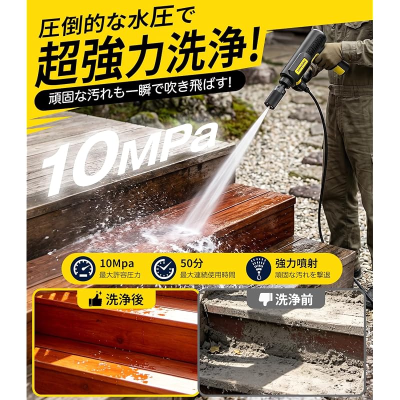 High-Pressure Washer [2026 Innovative Model - Foldable] 10MPa Powerful Spray, Cordless, Compact, Self-Priming, USB-C Rechargeable, Multifunctional