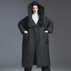 Women's 2024 Knee-Length Hooded Down Jacket - Korean Style, Thick, 90% White Duck Down