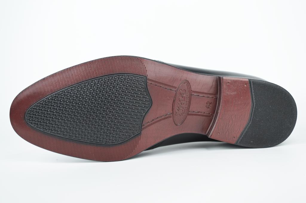 Derby ikos 33669 39 Schwarz-burgunderfarbenes Leder