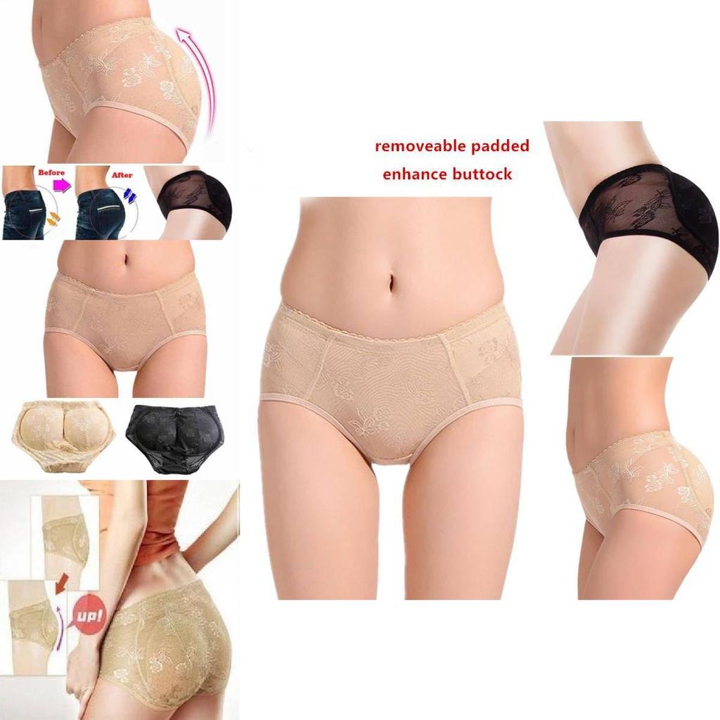 Breathable Padded Butt Lifting Panties Lace Seamless Hip Enhancer For Women