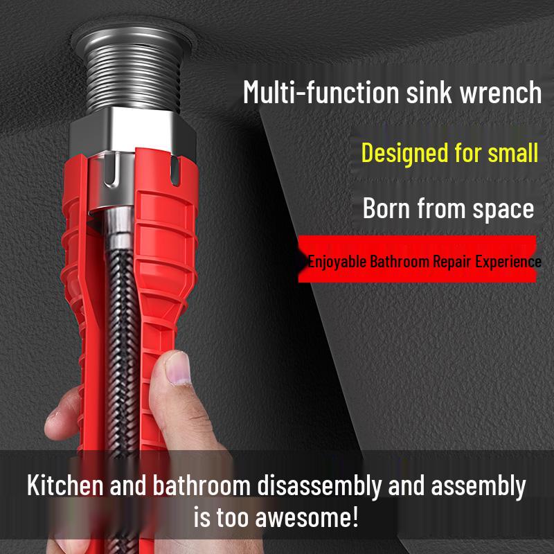 Eight-in-One Multifunctional Faucet & Pipe Wrench Tool for Bathrooms