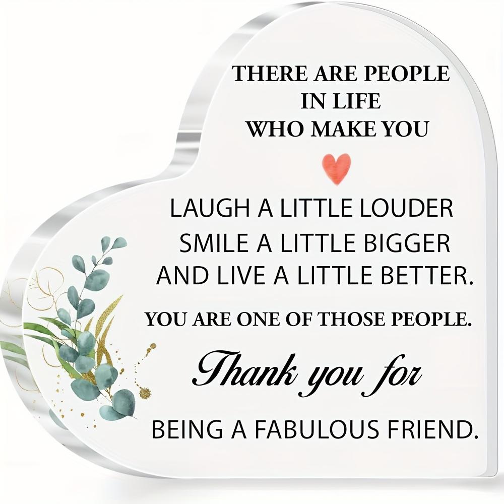 

Thank You for Being A Fabulous Friend Acrylic Heart Plaque - Friendship Gift with Heart-Shaped Design, Thank You Note & Floral Accents - Tabletop D 10*10cm