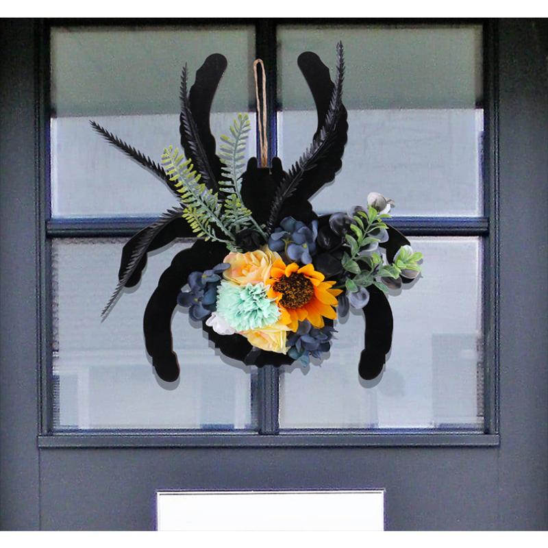 Halloween Wreath Spider Wreath Halloween Party Garland Pendant For Front Door,Porch,Window, Indoor Outdoor Home Halloween Decor