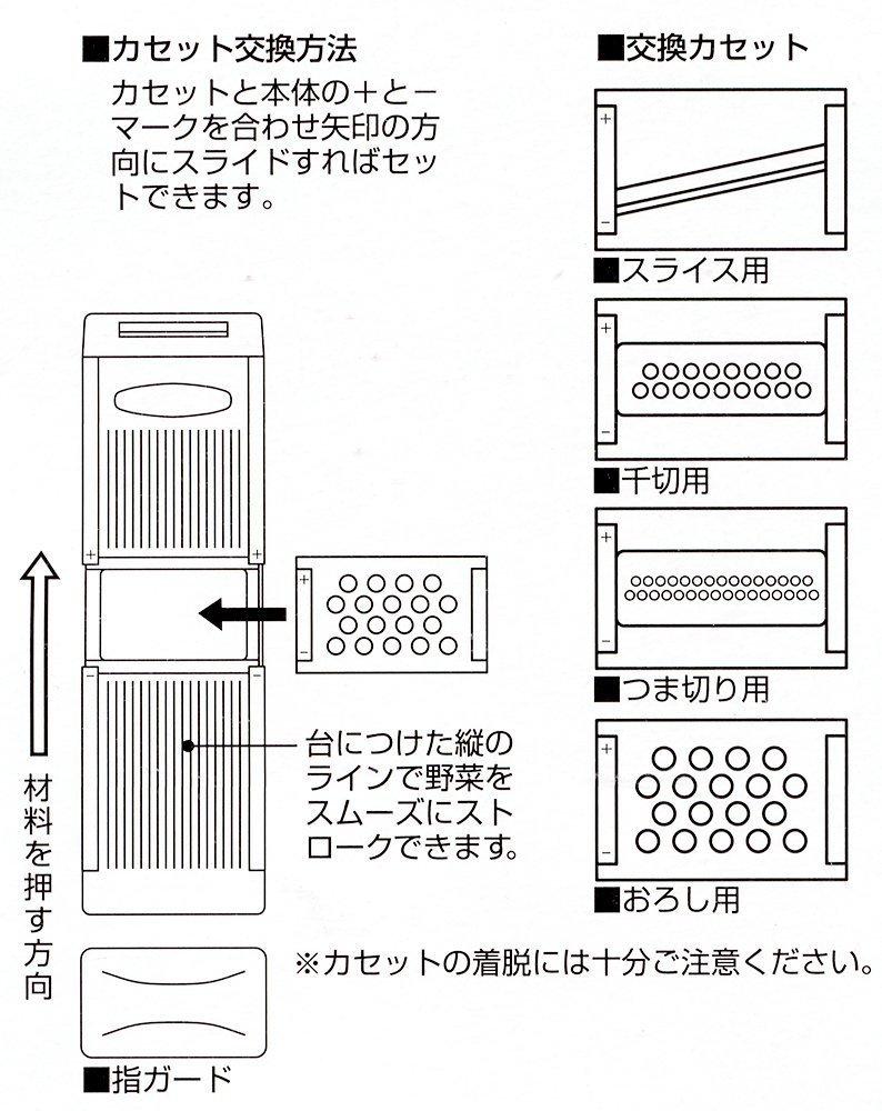 Kai Corporation Cooking Utensil Cassette Type Julienne Radish Cookfile Set, [Slicer, Cutter, Grater] DH-2295