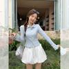 T Shirt Women Oversize Blue Neck Pure Cotton Casual For Spring