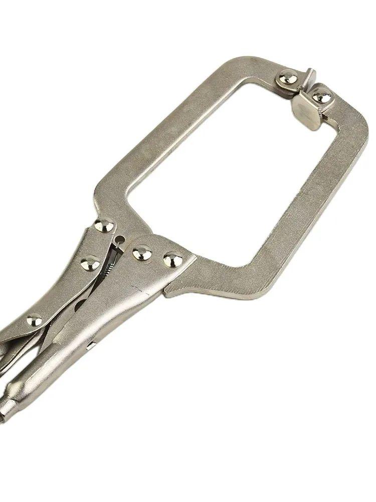 

9-дюймовые стальные тиски C-образной формы с фиксатором, клещи для сварки, инструмент для поиска шипов по дереву, серебристый, высококачественная сталь