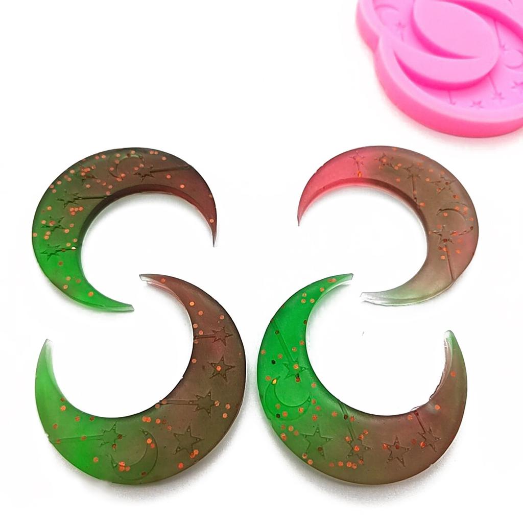 Moon and Stars Earring Decor Mold DIY Epoxy Resin Keychain Silicone Mold Christmas Pendant Mold Home Decorations Mold