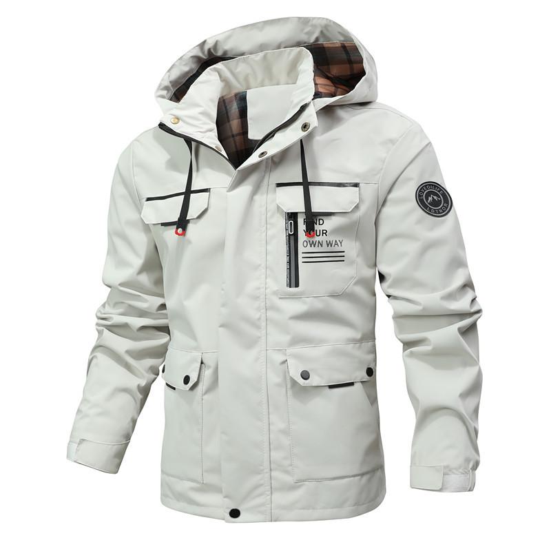 Male Spring/Fall Single-Layer Lightweight Hooded Trench Coat Youth Windproof Waterproof Outdoor Hiking Jacket