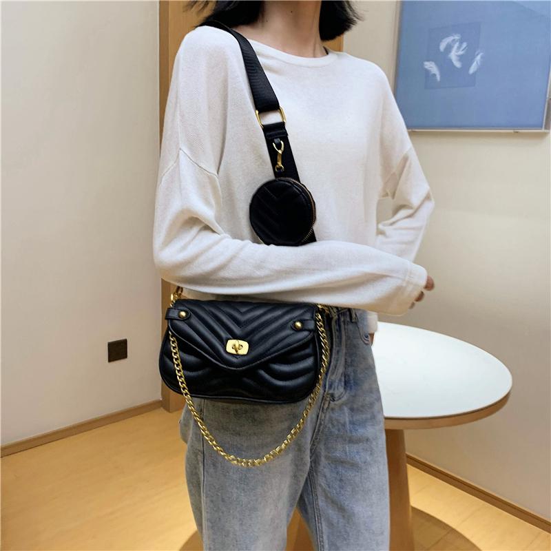 Brand Crossbody Bags  Luxury Designer Handbag For Women 2 Pc/Set Embroidery Thread Chain Shoulder Messenger Bag