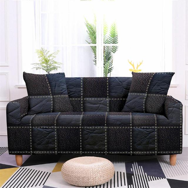 Striped Plaid Printed Couch Cover Sofa Cover For Living Room Elastic L -Shape Anti -Fouling Slipcovers Pets Chaselong Protector
