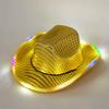 Sequin Brim Led Light Hat Western Denim Big Brim Denim Hat European and American Performance Fashion Light Hat