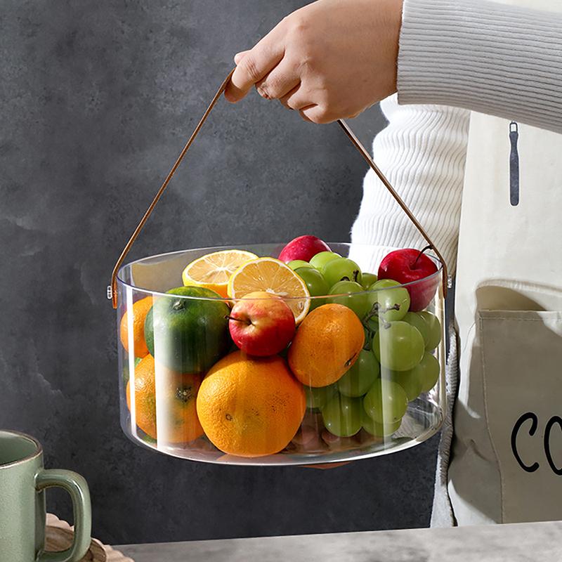 Ins Transparent Desktop Storage Bucket Multi-Functional Storage Box Creative Hand Basket Ice Bucket Fruit Basket Pet Fruit Tray
