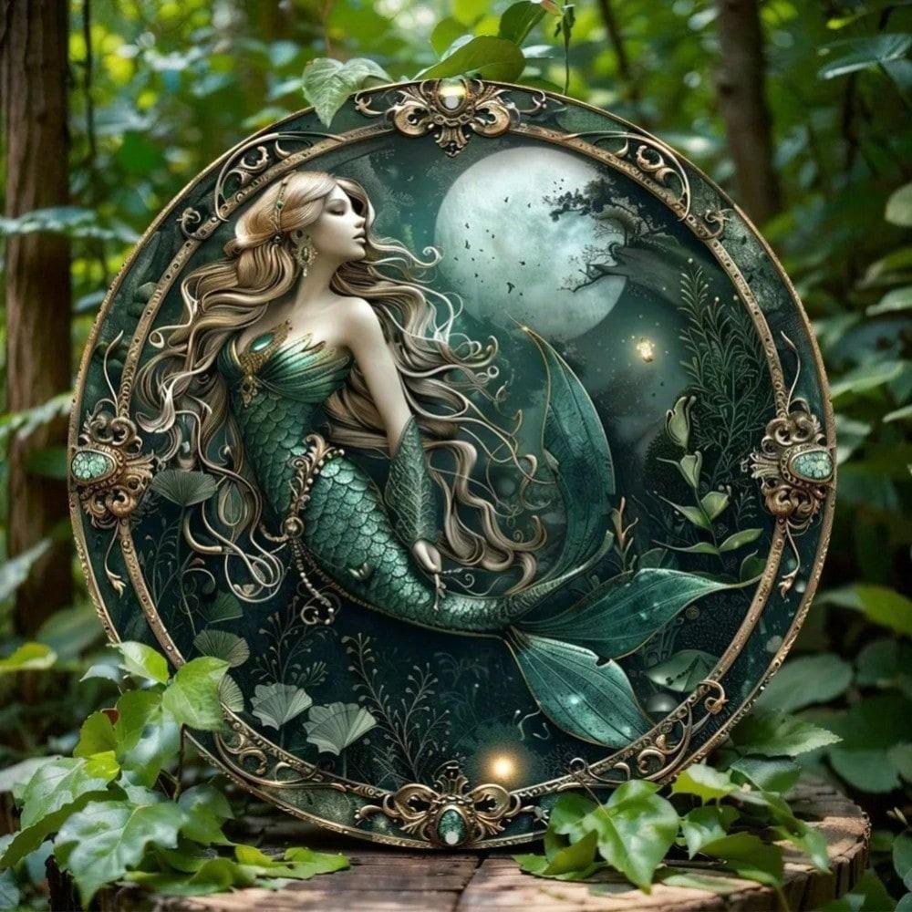 

Metal Mermaid Wall Art Marine Theme Gift Home Bathroom Decor TYA24470-20X20CM разноцветный