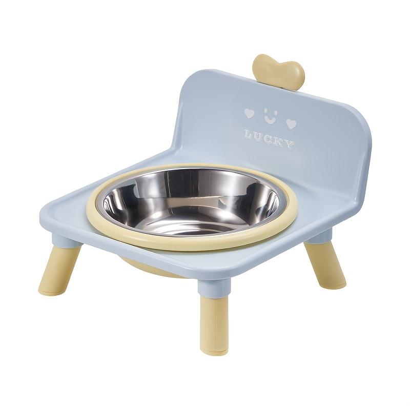 Adorable Stainless Steel Cat Bowl, Featuring a Color-block Design, Comes with a Non-slip Mat To Prevent Tipping, Leak-proof Construction