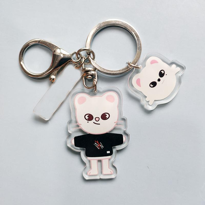 Stray Kids SKZOO Cartoon Double Sided Acrylic Keychain Cute Anime Character Keyring Bag Pendant Fan Merchandise Gift for STAY