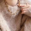 Handmade Necklace Beaded Sweater Chain Vintage Caramel Necklace  Jewelry Gift