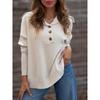 Women S Loose Fit Turn Down Collared Long Sleeve Solid Color Sweater