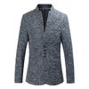 Herren Schlanke Passform Stehkragen Mehrknöpfig Lässiger Blazer Anzugjacke