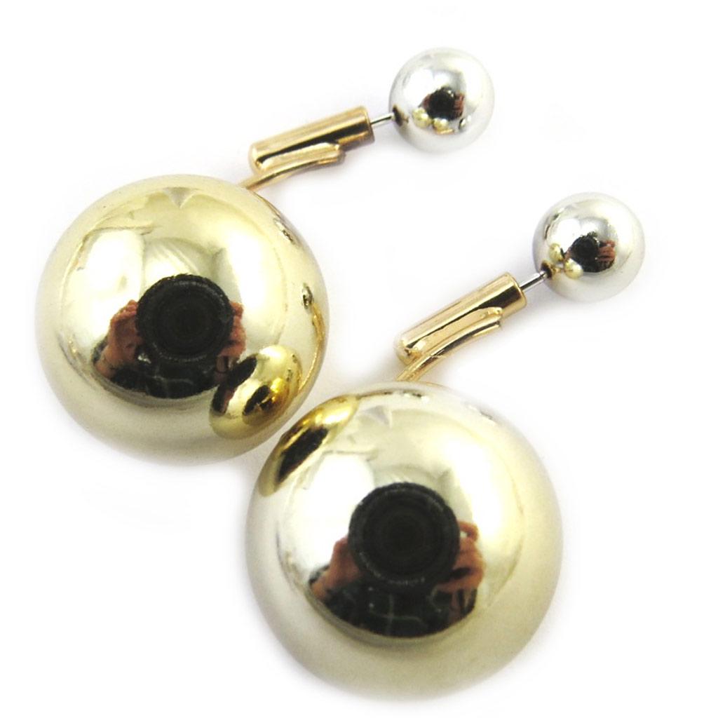 Les Trésors De Lily [M8193] - Silver-gold 'Marble' Lobe Contour Earrings