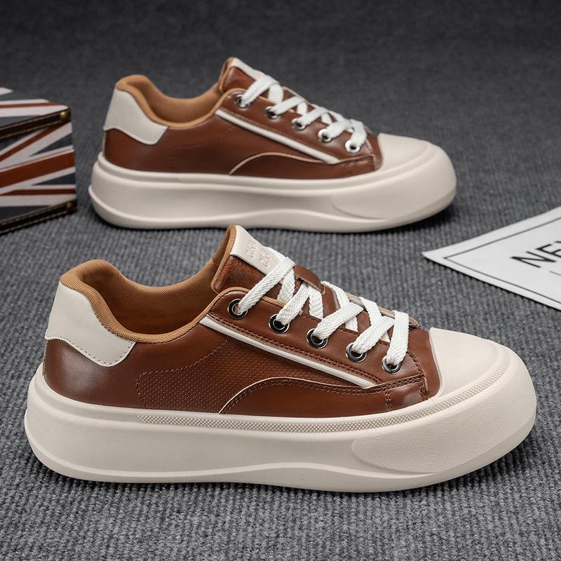 New autumn outdoor thick-soled wear-resistant casual shoes, youth leather board shoes