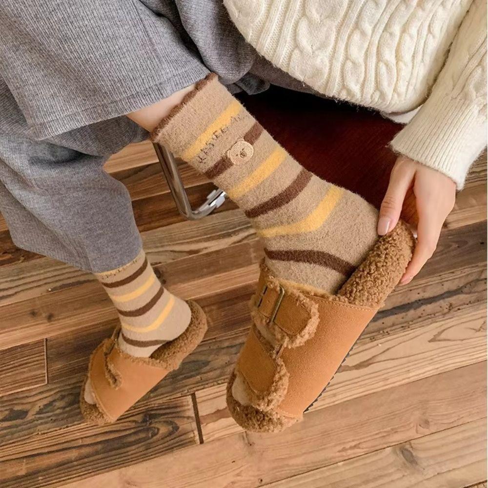 1Pair Soft Capybara Socks Thick Middle Tube Socks Cute Winter Socks  for Woman Girls