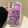 Purple Graffiti Cute Face Camlet Texture Phone Case for Samsung Galaxy S25 S24 S23 S22 S21 FE Plus Ultra Shell Silicone Cover