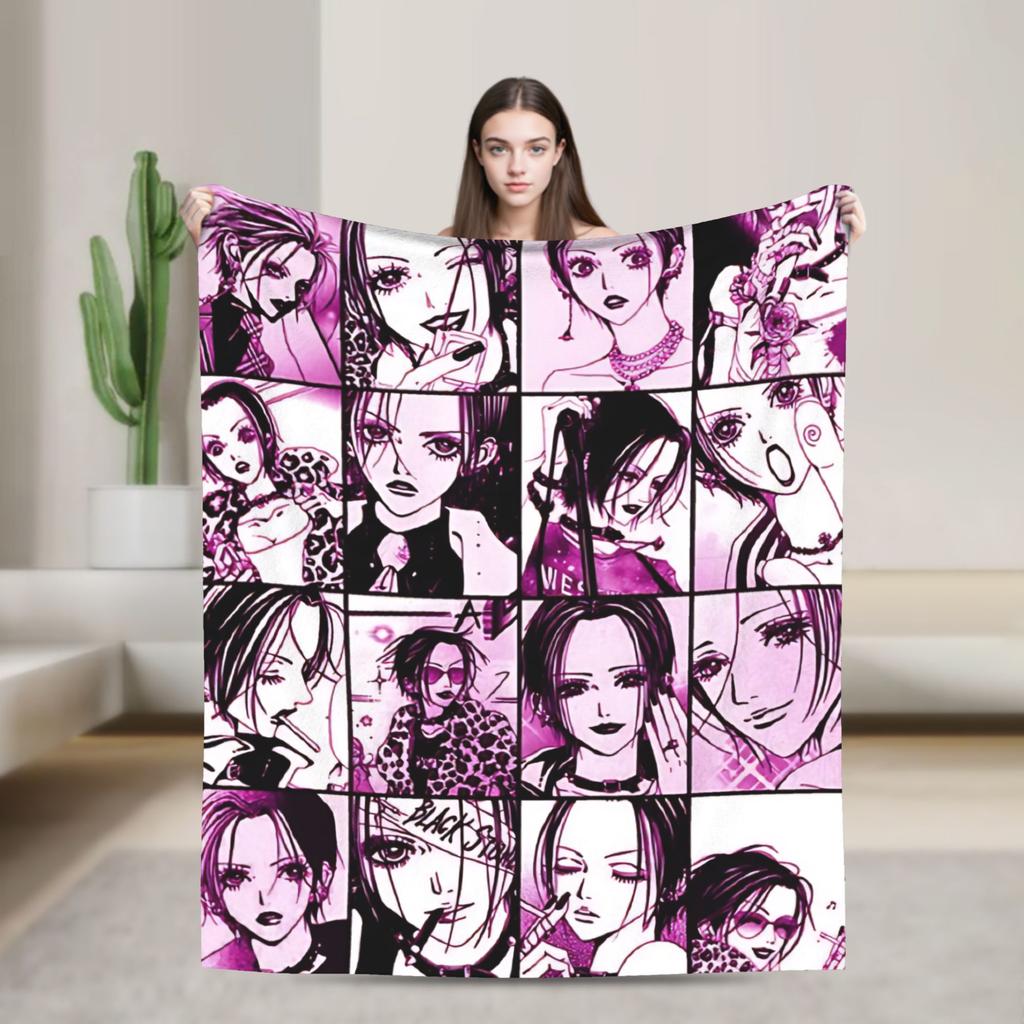 Nana Osaki Knitted Blankets Flannel Classic Anime Manga Super Soft Throw Blanket for Airplane Travel Bedspread