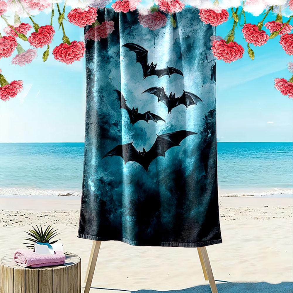 Mystical soaring midnight bats Print beach towel, quick drying, suitable for travel, outdoor sports, jogging, the beach and swimming, gift