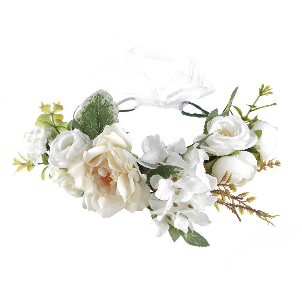 Rose Flower Headband Festival Wedding Green Leaf Floral Headpiece Flower Crown for Women Girls