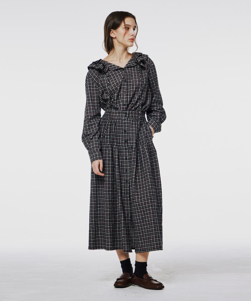 Opeundoeoseutyudio Check Flare Button Skirt Brown