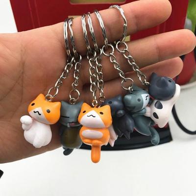 Cartoon PVC Key Ring Random Key Chains Kitten Key Chain Lucky Cat Keychain Bag Pendant Cat Keyring